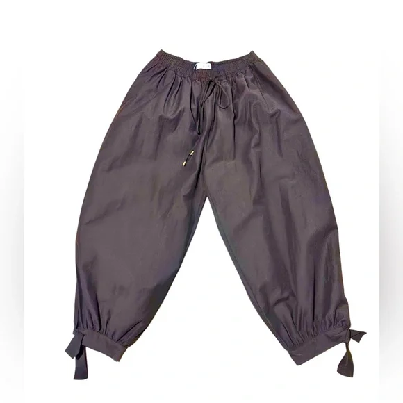 NWT Zara Bow Detail Brown Barrel Pants Sz S - Picture 1 of 12